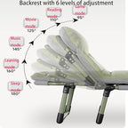 Folding Bed with Thick Cotton Mattress, 6-Position Adjustable with Side Pocket Single Person Portable Cot Chair for Bedroom Living Room Office, Outdoor Foldable Camping Cot(190 * 65 * 33cm)