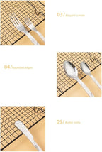 Cutlery Set Pieces Service Stainless Steel Titanium Flatware,Silverware Flatware Cutlery Set， 6/24/36/48 Piece Tableware Steak Knife， Fork Spoon Butter Knife Dessert Spoon ABS Rivet Handle