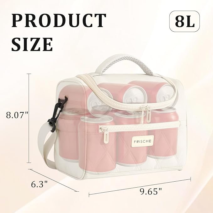 Lunch Bag for Women Soft Lightweight,Leakproof Insulated Lunch Box with Straps,Reusable Lunch Cooler for Work Meal Hiking Travel,Beige