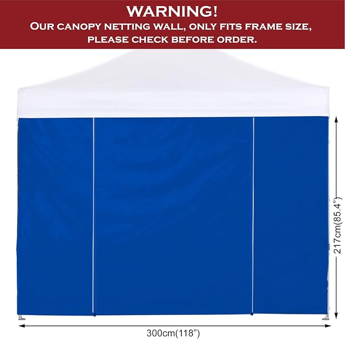 COOSHADE Instant SunWall 10x10 SideWall for Pop up Canopy Tent, 1 Pack Door Wall Only, Blue