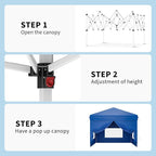 10x10FT Pop Up Canopy with Sidewalls, Outdoor Canopy Tent with SandBag & Carry Bag for Commercial Events, Camping, Backyard Parties, Blue