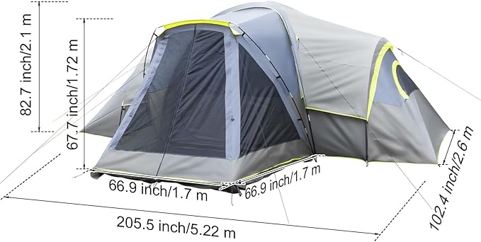 Camping Tents, Family Tent with 3 Rooms, Tent for Camping, Waterproof Large Backpacking Tent for Picnic Survival Hiking Traveling