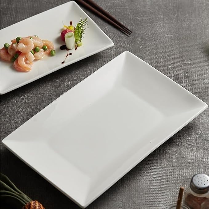 Camping Plates Ceramic Rectangular Dinner Plate Household Hotel Special Tableware Fish Decorative Plate(12.7 inch)