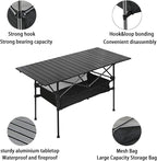 Outdoor Folding Portable Picnic Camping Table Easy Carry Folding Table with Storage Bag Heavy Duty for RV BBQ Cooking Indoor Outdoor Party Patio Picnic (Large)