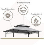 Grill Gazebo Replacement Canopy Roof – Hugline 5x8 Outdoor Grill Shelter Canopy Top Double Tiered BBQ Tent Cover Fit for Model L-GG001PST-F (Gray)