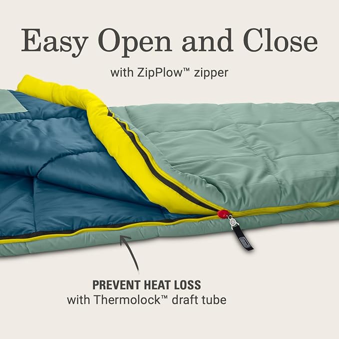 Coleman Big Bay 0/20/40°F Cold-Weather Sleeping Bag, Adult Mummy Sleeping Bag with Headrest, Foot Ventilation, & Storage Sack, Big & Tall Options