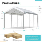 ADVANCE OUTDOOR 10x20 ft Heavy Duty Carport, Adjustable Height Garage Car Canopy Party Tent Boat Shelter, White