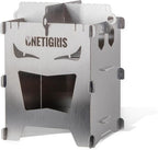 OneTigris Camping Backpacking Stove Portable Foldable Burning Wood Stove for Outdoor Hiking Picnic BBQ,Stainless Steel (Medium)