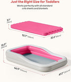 QPAU Inflatable Toddler Travel Bed with 3-Sided Safety Bumpers, Extra Large Kids Air Mattress, Includes Detachable Mattress, Portable for Camping, Travel, Home Use (Red)