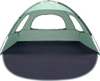 WhiteFang Beach Tent Anti-UV Portable Sun Shade Shelter for 3/4/6/8 Person, Extendable Floor with 3 Ventilating Mesh Windows Plus Carrying Bag, Stakes and Guy Lines