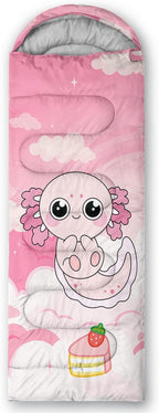 AILONEN Kawaii Panda Sleeping Bags,Lightweight & Waterproof,3 Season Warm & Cool Weather,Dreamy Purple Flower Animal Themed Sleeping Bags for Boys,Girls,Kids,Adults Travelling,Outdoors