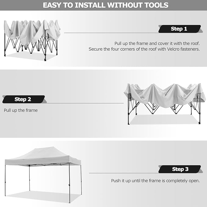 COBIZI 10x15 Heavy Duty Pop up Canopy Tent Easy Up Commercial Outdoor Canopy Wedding Party Tents for Parties All Season Wind & Waterproof Gazebo with Carry Bag, White(Frame Thickened)