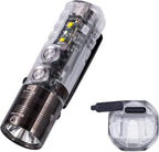 RovyVon A26 EDC Flashlight, USB C Rechargeable 600 Lumens Super Bright Handheld Flashlight, Compact Pocket Flashlight with Versatile Sidelights for Outdoors, Everyday Carry (White/ 365nm/ White)