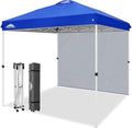 EAGLE PEAK Commercial Canopy 8x8 Pop Up Canopy Tent with 1 Sidewall, Easy Setup Heavy Duty Instant Event Shelter for Vendors & Markets, Outdoor Sun Shade, Blue