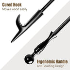 Heavy Duty 32” Long Fireplace Fire Pit Campfire Poker Stick and 26” Fireplace Tongs Tool Set Log Grabber Rust Resistant fire poker Camping Fireplace Tools for Indoor Outdoor Solo Stove Accessories