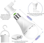 Emergency Rechargeable Light Bulbs, Battery Powered LED Light Bulb Daylight E26 12W 60W Equivalent with 1500mAh for Home Power Outage Camping Hiking(6 Bulbs,3 Plug Caps, 3 Hooks,3 socket adapter)