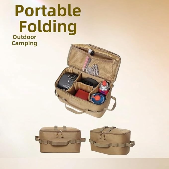 Tactical-Camping Storage Bag, 600d Oxford Cloth Utility Tote Bag, Outdoor Camping Storage Bags Foldable Lightweight Large Capacity Tool Organizer, 15.0 * 7.9 * 2.8in(Brown)
