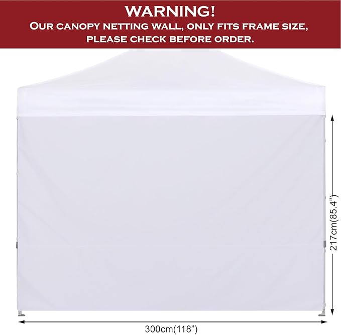 COOSHADE Instant Canopy SunWall 10x10 Canopy SideWall for Pop up Canopy Tent, 1 Pack Sidewall Only, White