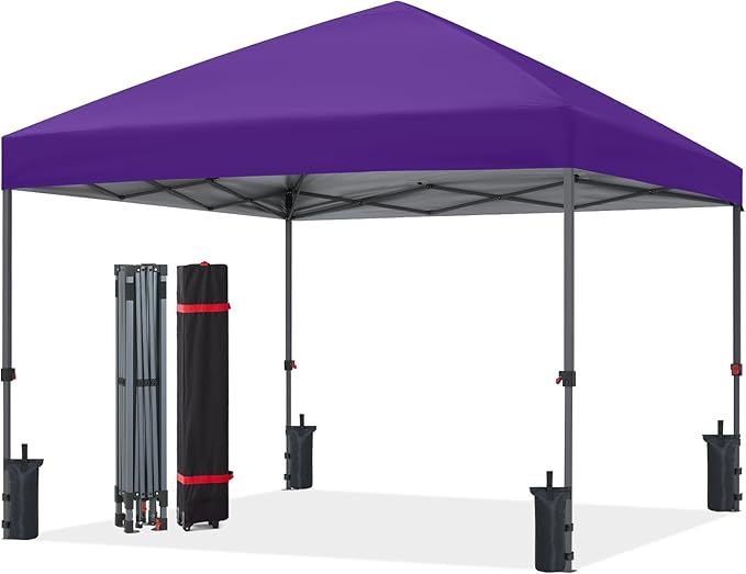 ABCCANOPY Pop Up Canopy - 10x10 Outdoor Patio Portable Canopy Tent Heavy Duty for Backyard and Deck with 4 Sandbags(Purple, 10x10)