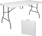Stansport Folding Camp Table, White, 59.8" L x 29.1" W x 29.1" H
