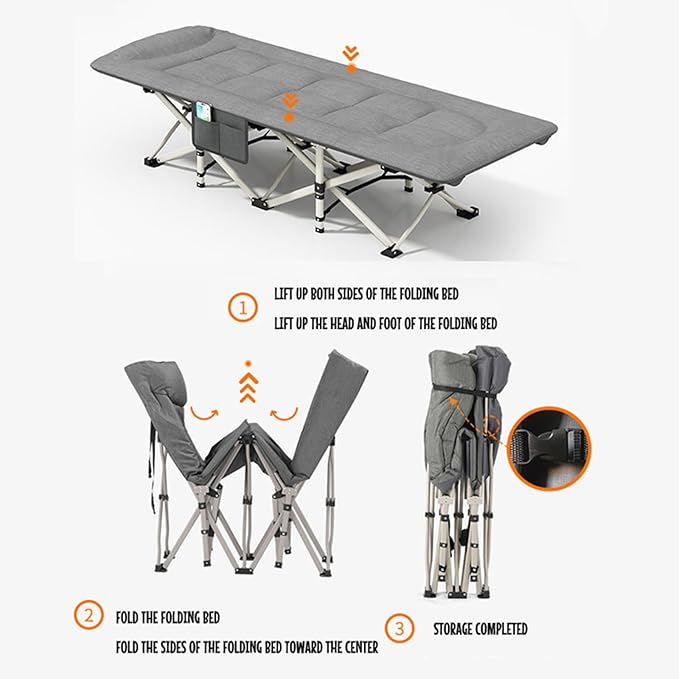Folding Camping Cot, Portable Folding Camping Cot, Outdoor Patio Folding Lounge Chair, Perfect for Camping, Pool, Beach, Patio,Office（B）