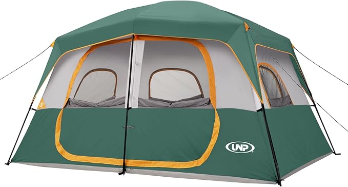 UNP 2/4/6/8 Person Tent, Portable Cabin Tent, Camping Tent 4-Person Easy Set Up, Waterproof with Top Rainfly for Outdoor Camping/Hiking
