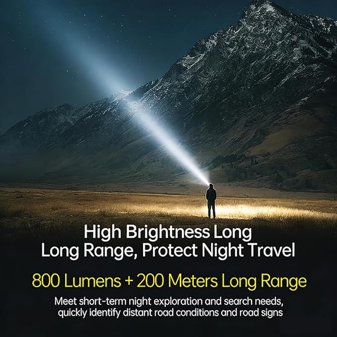 F8 Headlamp Rechargeable, 800 Lumen Super Bright LED Head Lamp, IP67 Waterproof with Motion Sensor and Red Light, AAA Battery Compatible for Work, Camping, Hiking, Running