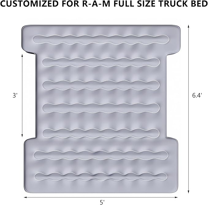 Customized for Ram Truck Bed Mattress 6.4Ft, Self-Inflating Portable Pickup Air Mattress, Ram Truck Camping Mattress with Cordless Air Pump, Ram 1500 2500 3500 Accessories 2025-2018
