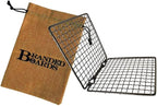 Portable Bushcraft Stainless BBQ Cooking Grill Grate, Bamboo Cutting Board, Burlap Bag, Mini Knife, Fire Starter Kits. Camping, Campfires, Backpacking, Hunting & Fishing Gear