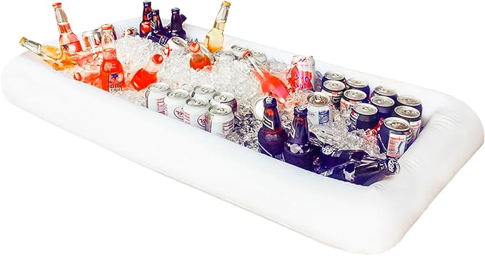 Novelty Place Inflatable Ice Serving Tray Buffet Bar with Drain Plug - Salad Food & Drinks Inflatable Cooler for Party Picnic and Camping (Pack of 1)