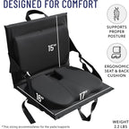 Everlasting Comfort Stadium Seats with Back Support - Adjustable Memory Foam Bleacher Chairs with Back and Cushion, Portable, Easy Folding Stadium Seat Cushion with Storage Pocket (Pack of 2)