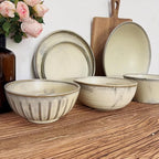 Camping Plates Ceramic Tableware Large Soup Bowl Noodle Bowl Salad Bowl Steak Plate Dessert Plate Deep Plate Home Large Decorative Plate(1PC)