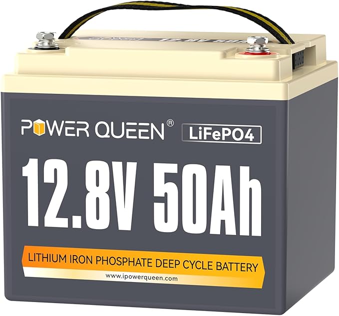 Power Queen 12V 50Ah LiFePO4 Battery Upgrade, Lithium Battery with 50A BMS Protection, Up to 15000 Cycles, Portable & Lightweight for RV Camping, Trolling Motor,Fish Finder, Solar