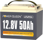 Power Queen 12V 50Ah LiFePO4 Battery Upgrade, Lithium Battery with 50A BMS Protection, Up to 15000 Cycles, Portable & Lightweight for RV Camping, Trolling Motor,Fish Finder, Solar