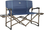 Timber Ridge Double Camping Chair Foldable Loveseat Directors Chairs, Oversized Double Folding Camping Chairs with 2 Side Tables, 2 Person Lawn Chair, Heavy Duty Support 600 LBS for Outdoor, Blue
