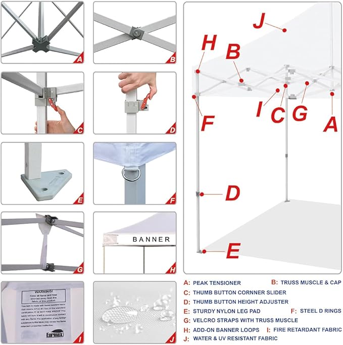 Eurmax USA 8'x12' Pop Up Canopy Tent Commercial Instant Canopies with Heavy Duty Roller Bag,Bonus 4 Sand Weights Bags (Yellow)