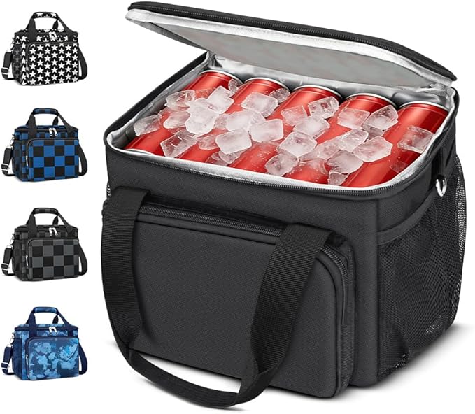 Coobiiya Large Expandable Insulated Lunch Bag Cooler Bag，12-23L Lunch Box for Men Double Deck Leakproof，Heavy Duty LunchBag Cooler Bags for Camping, Travel, Kayaking & Beach