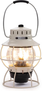 Barebones Railroad Lantern – Vintage White, Vintage-Inspired LED Camping Lantern with Rechargeable Battery – Adjustable Brightness Outdoor Light for Camping Gear, Backyard, and Home Decor