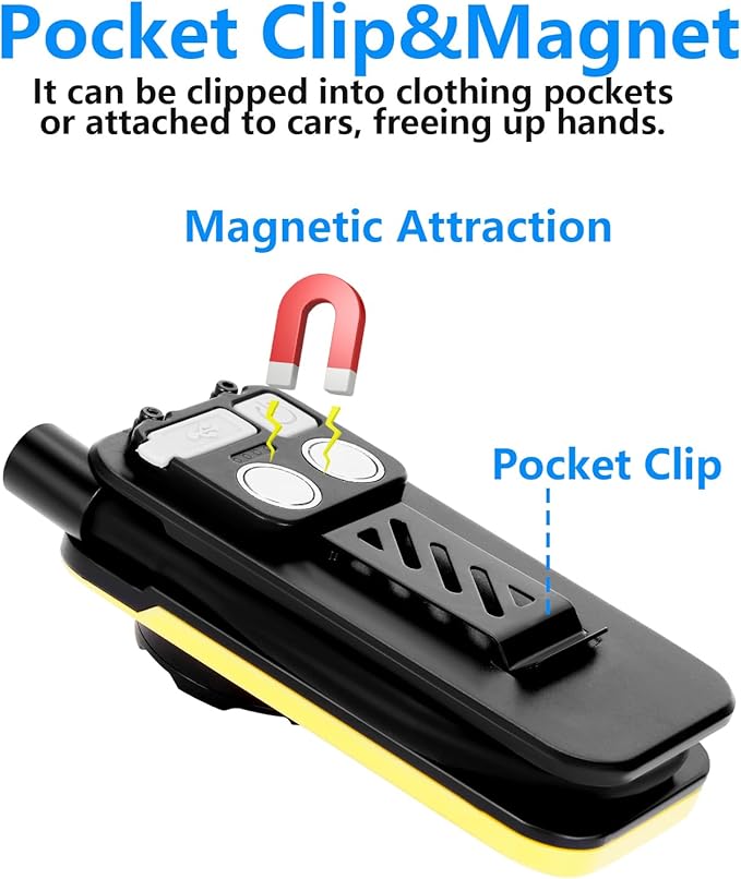 UFOND 800LM Rechargeable Flashlight,Lightweight Pocket Work Light Gooseneck Lamp,Dual Head Lamp Source 4 Mode Brightness,Magnetic Clip Aluminum Alloy Spotlight,for Repair Outdoor Camping Emergency