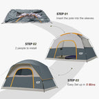 Tents for Camping 6 Person Tent Waterproof Windproof Double Layer Family Camping Tent, Easy Setup Dome Tent with Large Mesh Windows & Wider Door for Outdoor Camping & Hiking