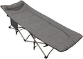 Cotton Linen Fabric Camping Cot for Adult, Comfortable Guest Bed with Headrest, Portable Folding Bed for Sleeping 190 * 70 * 37CM