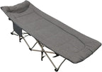 Cotton Linen Fabric Camping Cot for Adult, Comfortable Guest Bed with Headrest, Portable Folding Bed for Sleeping 190 * 70 * 37CM