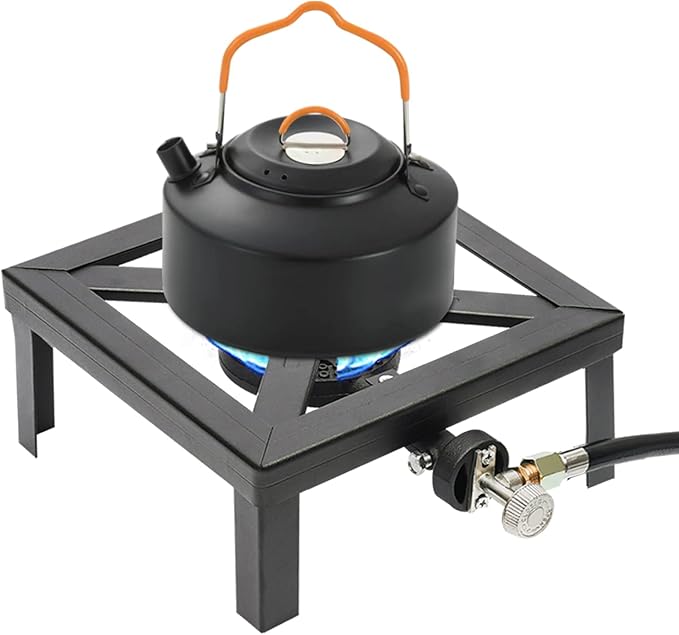 Portable Burner Outdoor Gas Stove Propane Cooker with Adjustable 0-20Psi Regulator Hose Camp Cooker Outdoor Gas Stove for Patio Camping, BBQ, Home Brewing, Turkey Fry