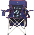 Camping Chair with Canopy - Beach Chair with Shade for Outdoor Use, Adjustable Sunshade, Cup Holder, Side Pockets - Heavy Duty Folding Chair with Canopy Supports 330 lbs (Navy)