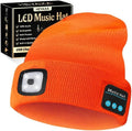 Bluetooth Beanie Hat, USB Rechargeable 4 LED Wireless Music Running Headlamp Cap, Gifts for Christmas, Stocking Stuffer & White Elephant Gifts for Men, Women, Him, Her