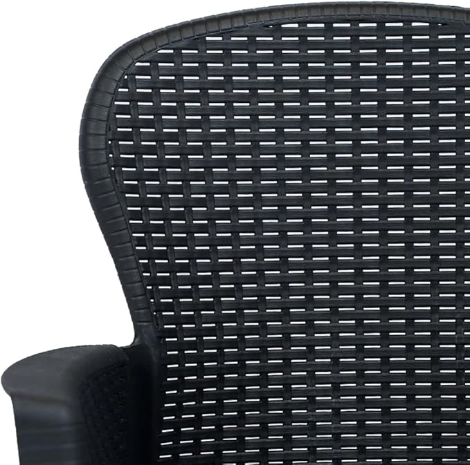 Patio Chairs ,Dining Chairs,Camping Chair,Study Chair,Coffee Chair,Beach Chair,Garden Chairs,Patio Funiture,for Deck, poolside,Camping,Beach,Campsite,2 pcs with Cushion Anthracite Plastic Rattan Look