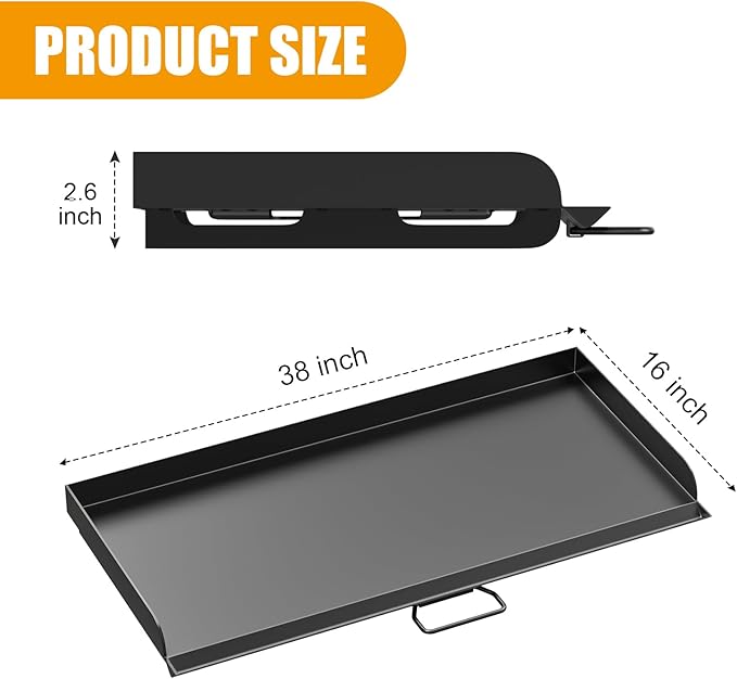 AJinTeby Fry Griddle for Camp Stove Griddle, 16 x 38 inch Flat Top Cooking Griddle for Camp Chef 3 Burner Griddle, BBQ Camping Grills Flat Top Plate, Outdoor BBQ Camping Grills Accessories