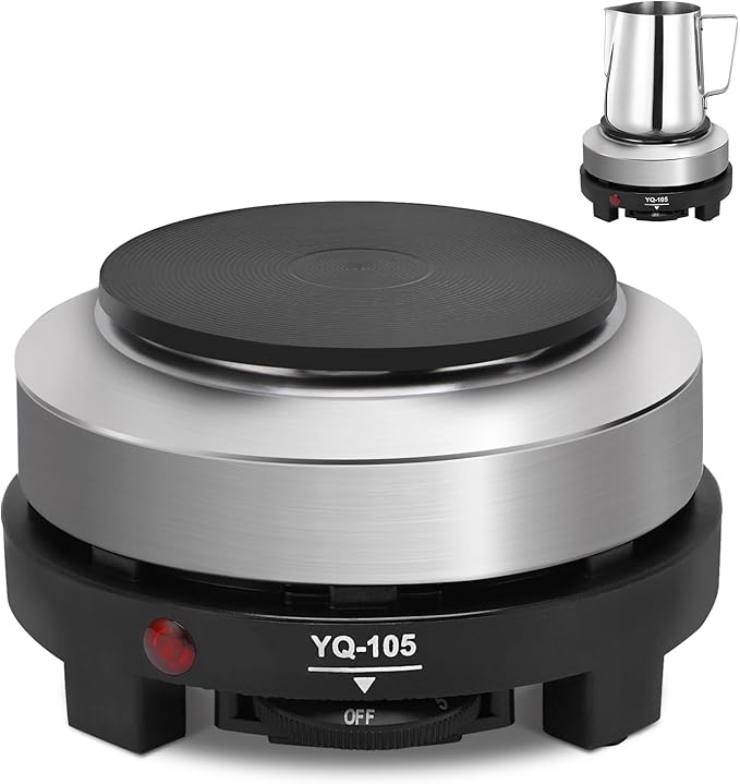 500 Watt Hot Plate, Portable 500W Electric Hot Plate, Electric Camping Stove Low Watt, Single Burner, for Milk Water Coffee Heating (US Plug）