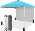 EAGLE PEAK Commercial Canopy 10x10 Pop Up Canopy Tent with 1 Sidewall, Easy Setup Heavy Duty Instant Event Shelter for Vendors & Markets, Outdoor Sun Shade, Light Blue