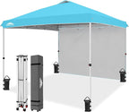 EAGLE PEAK Commercial Canopy 10x10 Pop Up Canopy Tent with 1 Sidewall, Easy Setup Heavy Duty Instant Event Shelter for Vendors & Markets, Outdoor Sun Shade, Light Blue